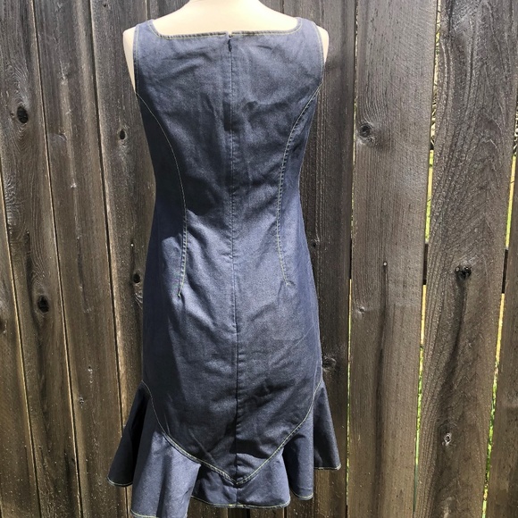 Citrine Navy Blue Dress With Flounce Hem Size 4 - Picture 6 of 7